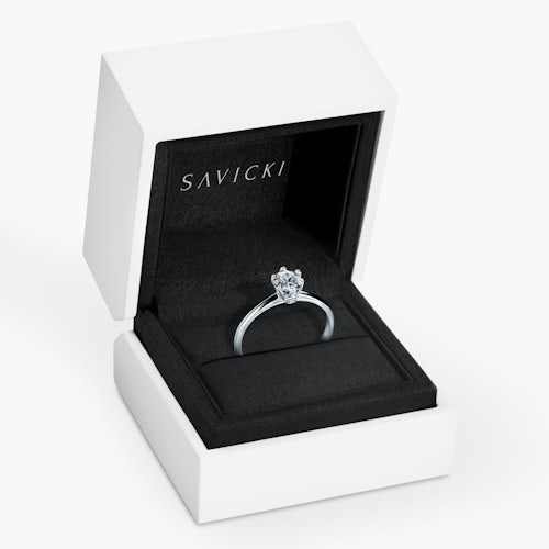 Pierścionek zaręczynowy The Journey: białe złoto, diament laboratoryjny